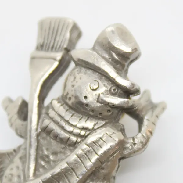 Avon Snowman Brooch Pin Silver Tone Metal Winter Holiday Jewelry 1.3"