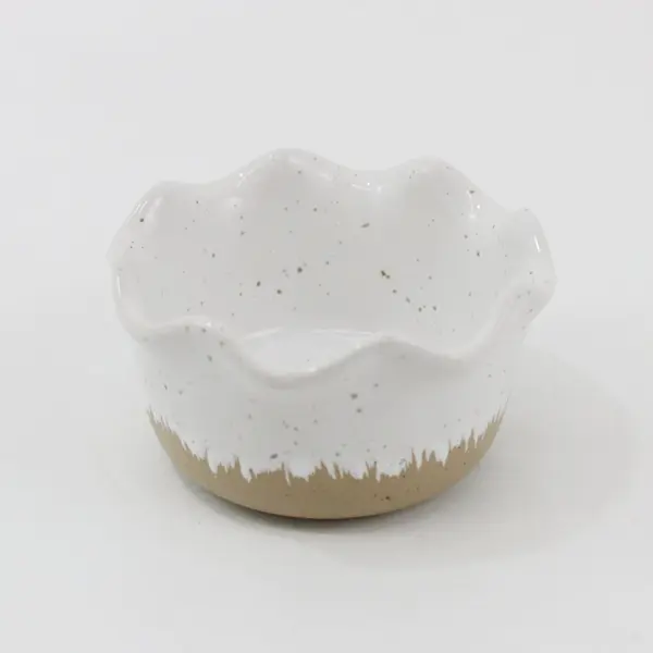 Speckled Scalloped Ceramic Bowl 3.5in Small Serving Condiment