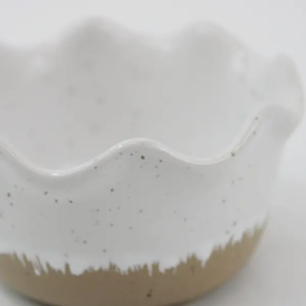 Speckled Scalloped Ceramic Bowl 3.5in Small Serving Condiment