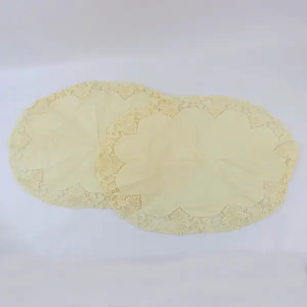 Set of 2 Off-White/Ecru Lace Oval Placemats 19.5 Inch Table Linens