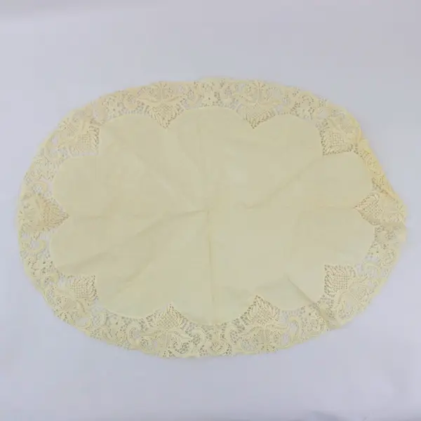 Set of 2 Off-White/Ecru Lace Oval Placemats 19.5 Inch Table Linens