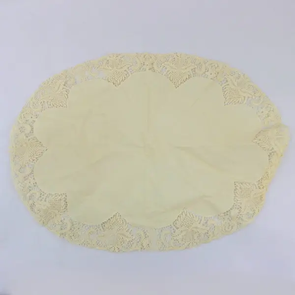 Set of 2 Off-White/Ecru Lace Oval Placemats 19.5 Inch Table Linens