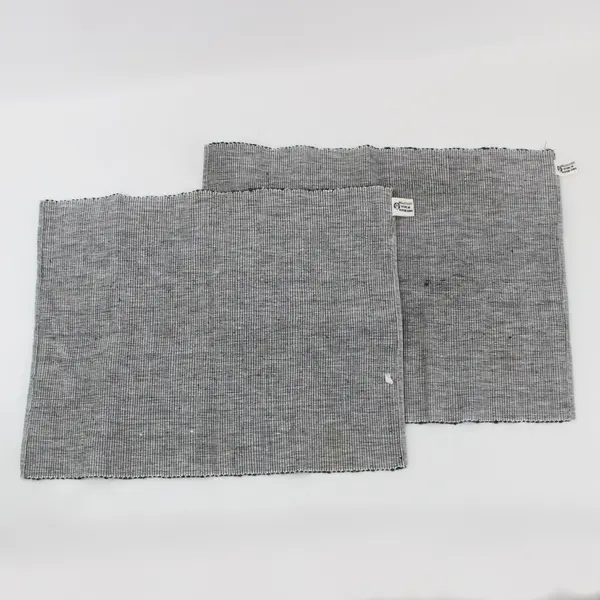 Crate & Barrel Handwoven Cotton Placemats Charcoal Gray Set of 2