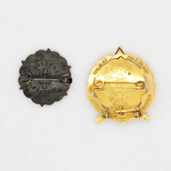 Lot of 2 Collectible Sunday Sch. Second Year Religious Pin, Little System brand 