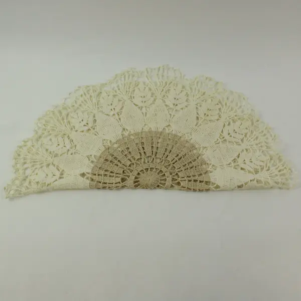 White & Beige Hand Crocheted Lace Doily Round Floral Table Centerpiece