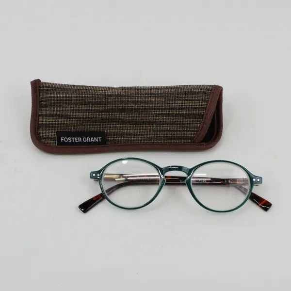 Readers.Com Studio 585 Pair Reading Glasses +1.25 Teal Frames Fabric Case