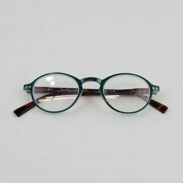 Readers.Com Studio 585 Pair Reading Glasses +1.25 Teal Frames Fabric Case