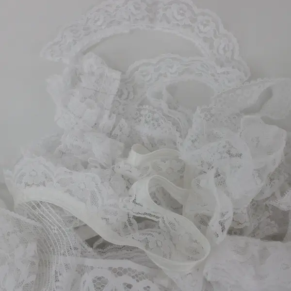 Lot of 17 White Lace Trim Scraps DIY/Sewing/Craft Embellishments 