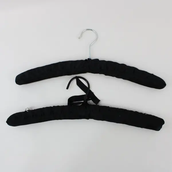 Lot of 5 Padded Fabric-Covered Clothes Hangers Black Pink Gold Lavender