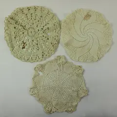 Lot of 3 Handmade Crochet Lace Table Doilies White/Off White