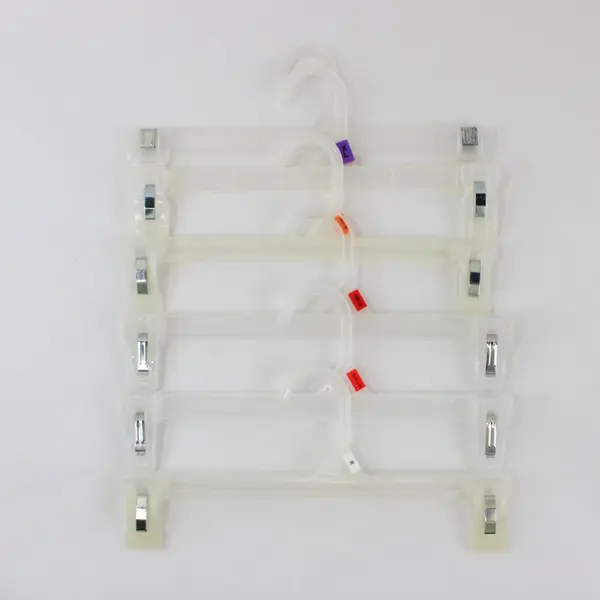 Lot of 6 Plastic Clasp Clothes Hangers, 11.8 Inch