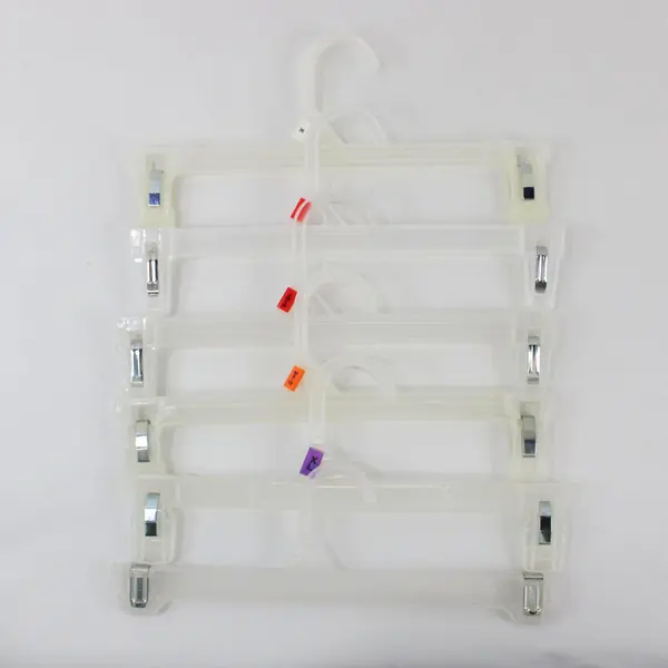 Lot of 6 Plastic Clasp Clothes Hangers, 11.8 Inch
