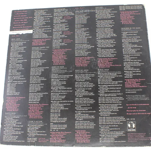 Linda Ronstadt Mad Love 12" Vinyl Record 1980 Asylum Records 