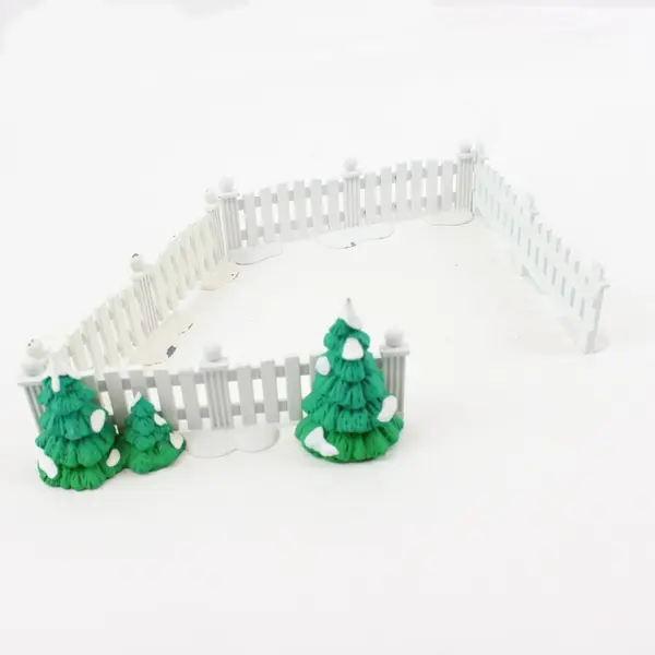 Dept 56 Snow Village Picket Fence Lot of 4, 1 Tree-Lined, 3 Plain