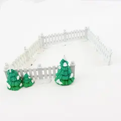 Dept 56 Snow Village Picket Fence Lot of 4, 1 Tree-Lined, 3 Plain