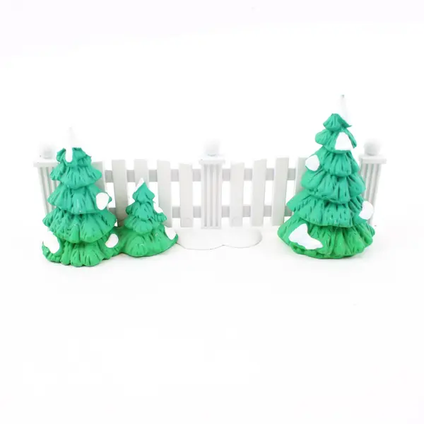 Dept 56 Snow Village Picket Fence Lot of 4, 1 Tree-Lined, 3 Plain