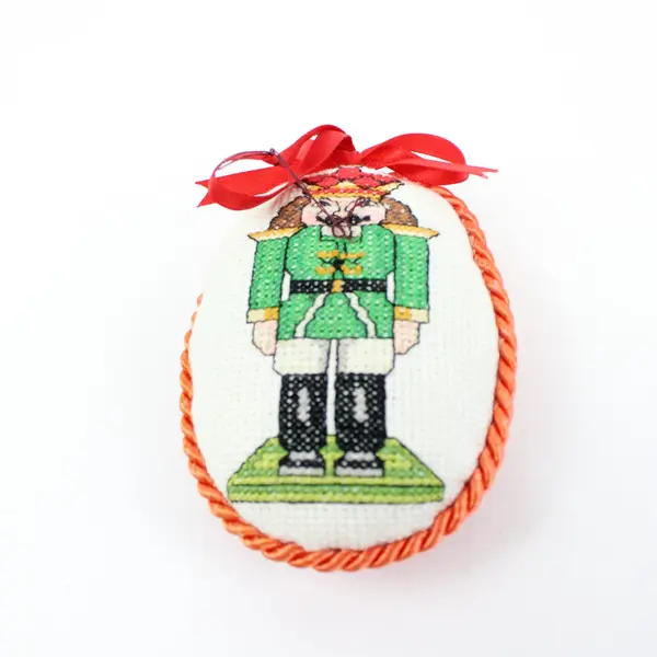 Lot of 4 Christmas Needlepoint Ornaments 2 Nutcrackers 2 Santas