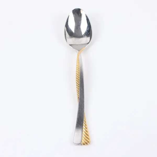 Yamazaki Toffolon Japan Stainless Steel Spoon 6.25 in Gold Textured Handle