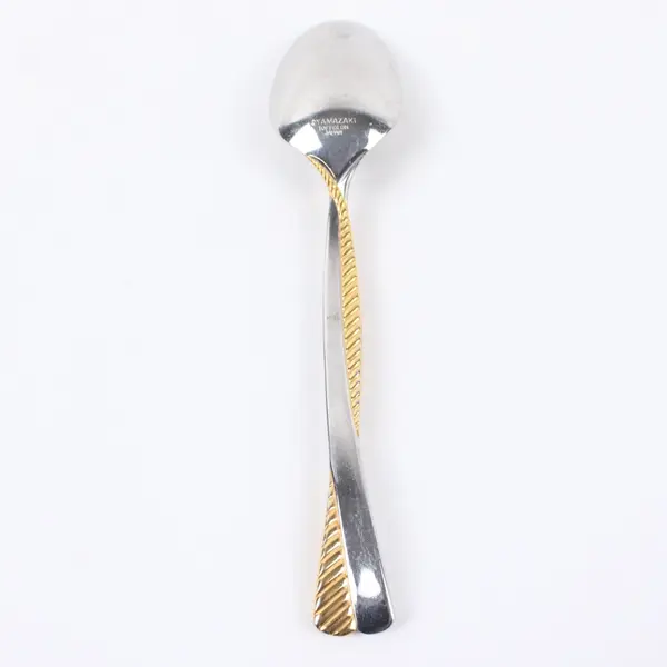 Yamazaki Toffolon Japan Stainless Steel Spoon 6.25 in Gold Textured Handle