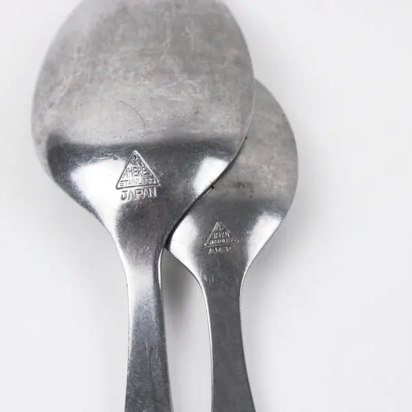 Amere Stainless Steel Spoon Pair Japan Marked Polished Flatware