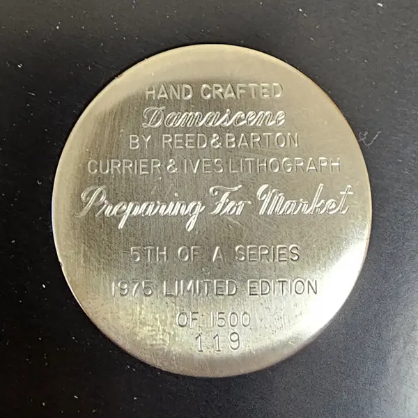 Reed & Barton Currier & Ives Framed Preparing for Market Collectors Plate 