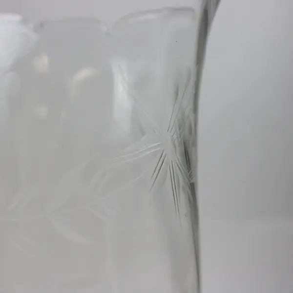 Etched Floral Vine Glass Vase 8 Inch Decorative