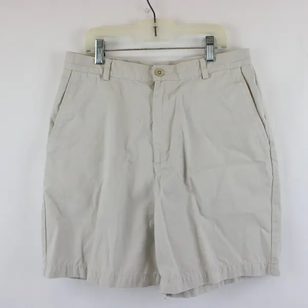 Lands' End Women's Chino Shorts Beige Petite 8P Zip Fly Pockets