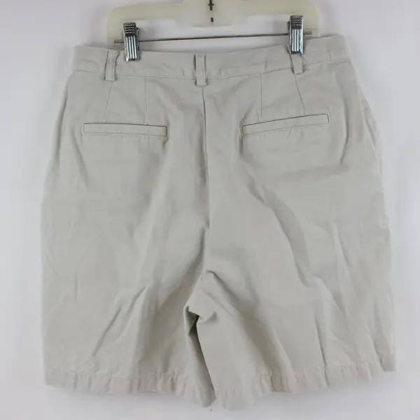 Lands' End Women's Chino Shorts Beige Petite 8P Zip Fly Pockets