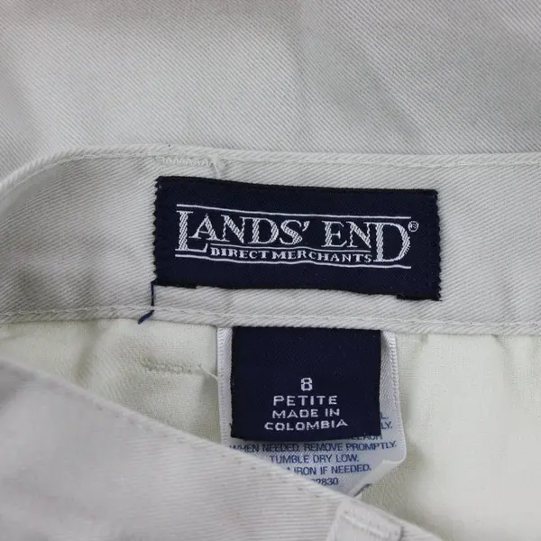 Lands' End Women's Chino Shorts Beige Petite 8P Zip Fly Pockets
