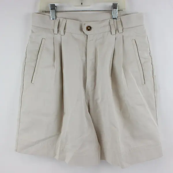 Hunt Club Women's Petite 10P Ivory Cream Pleated Chino Shorts