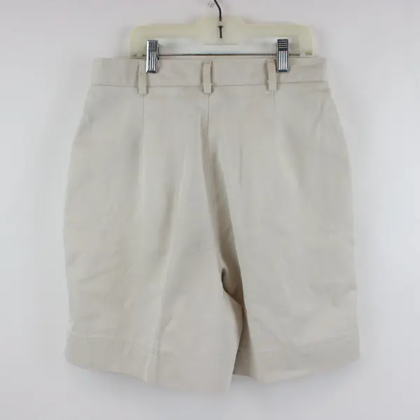 Hunt Club Women's Petite 10P Ivory Cream Pleated Chino Shorts