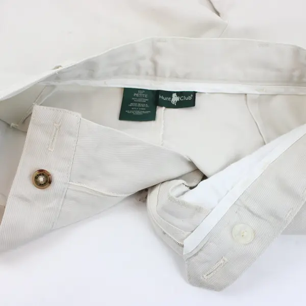 Hunt Club Women's Petite 10P Ivory Cream Pleated Chino Shorts