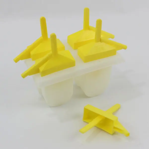 Reusable Popsicle Ice Pop Mold Tray White Yellow Handles