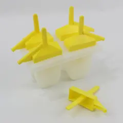 Reusable Popsicle Ice Pop Mold Tray White Yellow Handles