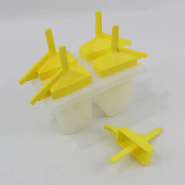 Reusable Popsicle Ice Pop Mold Tray White Yellow Handles