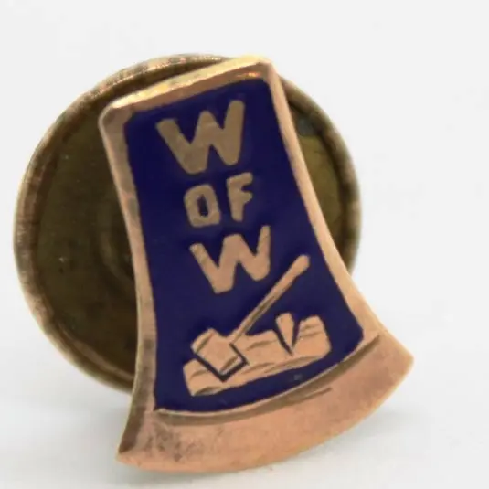 Vintage Woodmen of the World Enamel Lapel Pin Blue Gold Fraternal