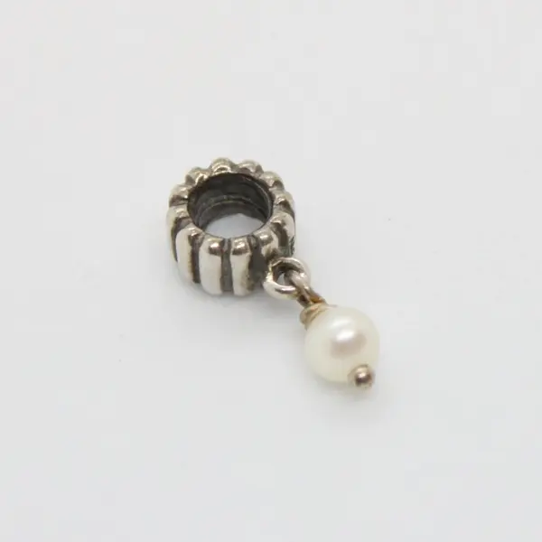 Retired Pandora 925 ALE Sterling Silver White Pearl Dangle Charm