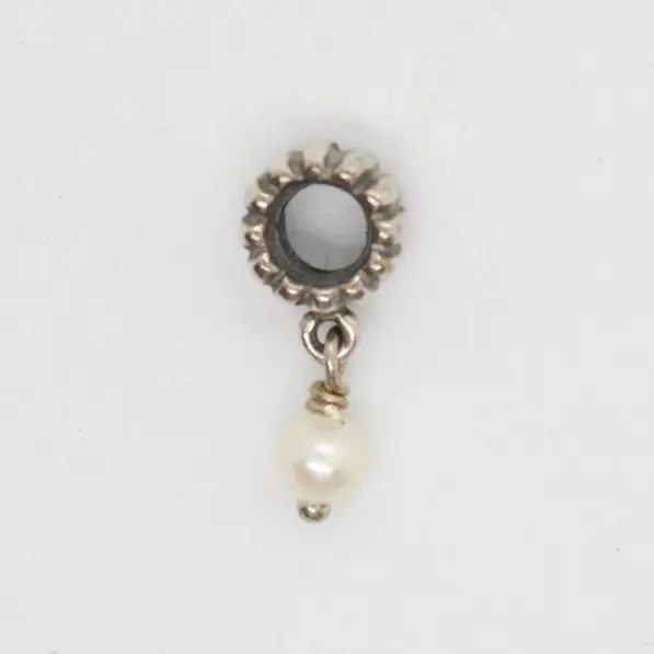 Retired Pandora 925 ALE Sterling Silver White Pearl Dangle Charm