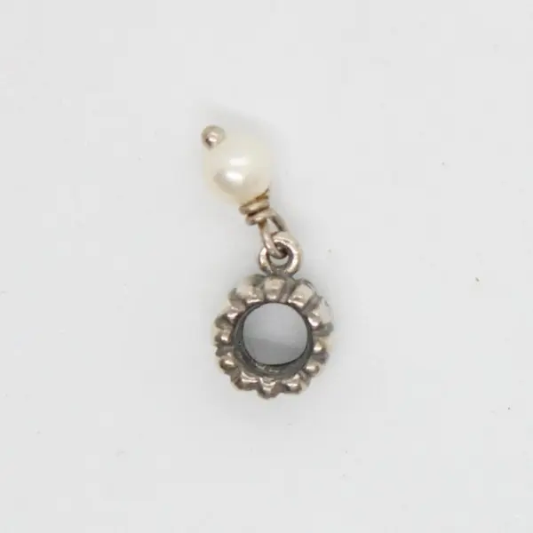 Retired Pandora 925 ALE Sterling Silver White Pearl Dangle Charm