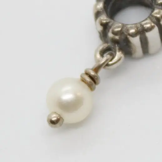 Retired Pandora 925 ALE Sterling Silver White Pearl Dangle Charm