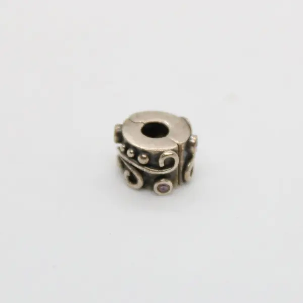 Pandora 925 Sterling Silver Pink Cubic Zirconia Swirl Clip Charm