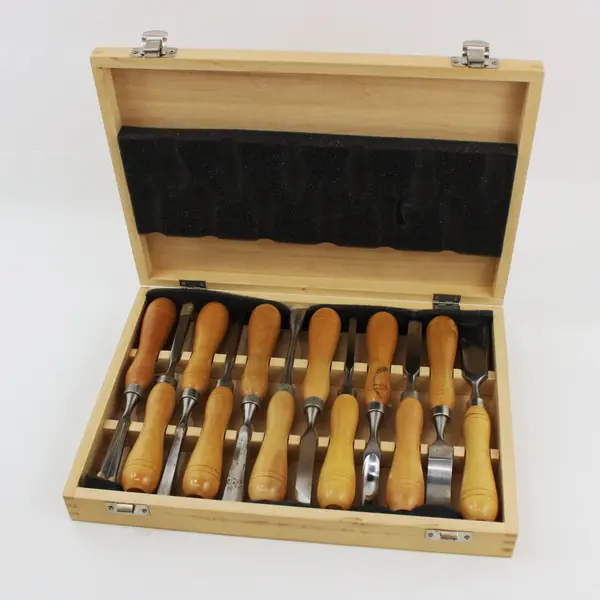 12-Piece Wood Chisel Set with Wooden Storage Case
