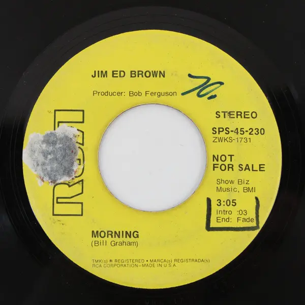 Jim Ed Brown Morning RCA Promo 7" Vinyl SPS-45-230