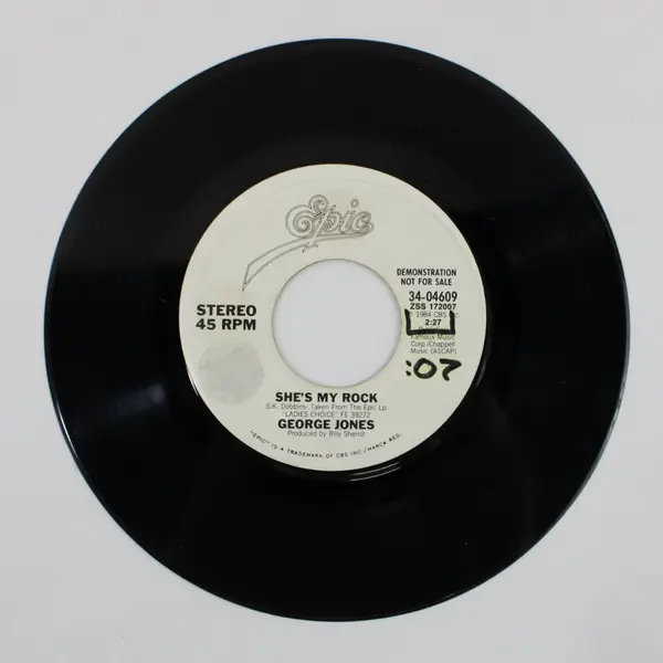 George Jones She's My Rock Promo Demo 7" Vinyl Record Epic Stereo