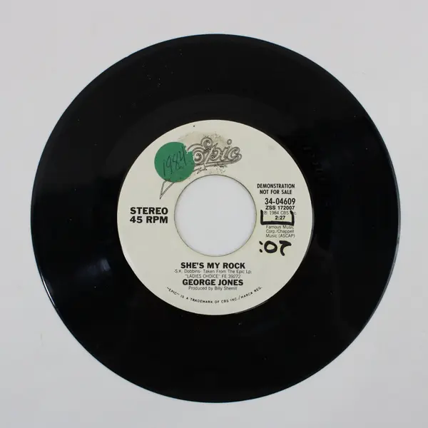 George Jones She's My Rock Promo Demo 7" Vinyl Record Epic Stereo