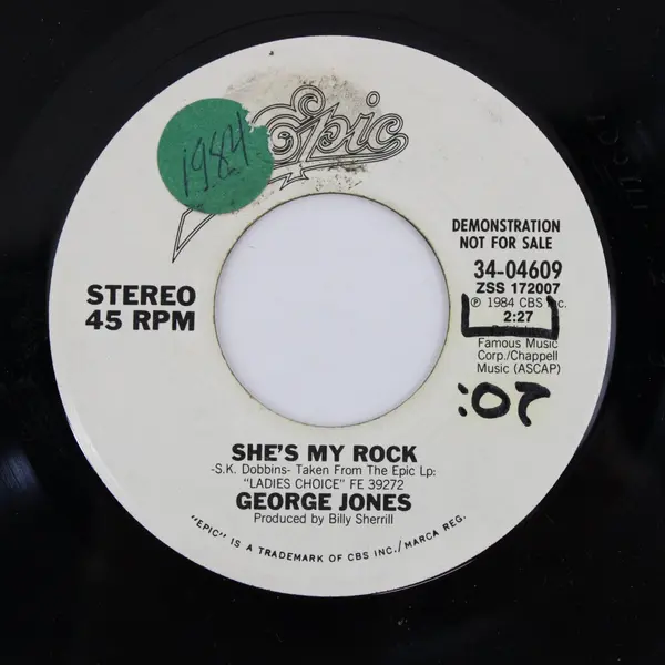 George Jones She's My Rock Promo Demo 7" Vinyl Record Epic Stereo