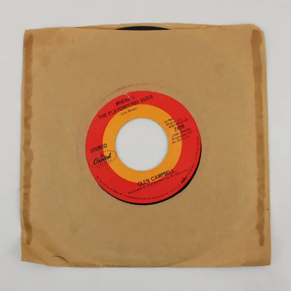 Glen Campbell 45 Where's The Playground Susie / Arkansas Capitol 7" Vinyl Record