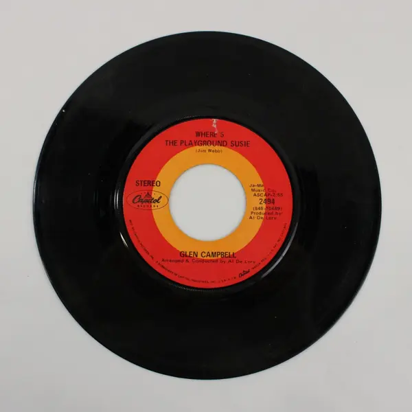 Glen Campbell 45 Where's The Playground Susie / Arkansas Capitol 7" Vinyl Record