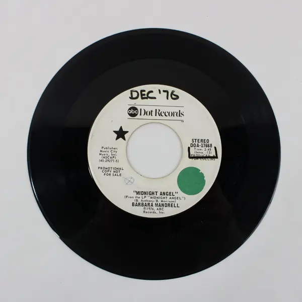 Barbara Mandrell Midnight Angel Promo 7" Vinyl Record 1976 ABC Dot Records
