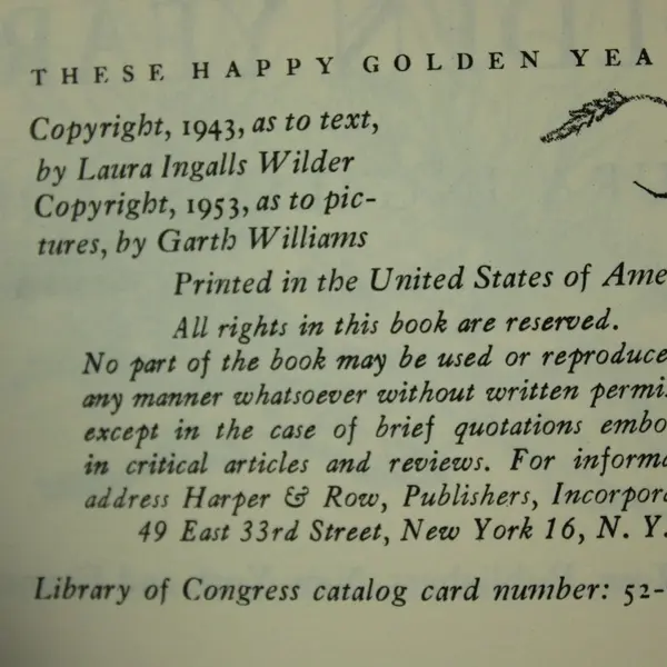 These Happy Golden Years Laura Ingalls Wilder Garth Williams 1953 HC Good